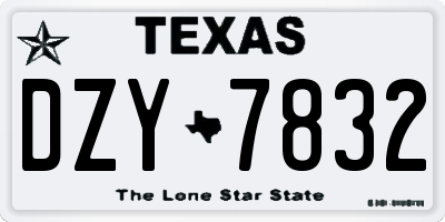 TX license plate DZY7832