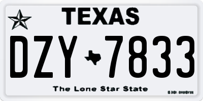 TX license plate DZY7833