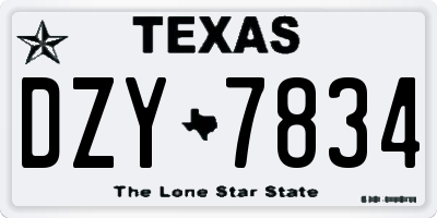 TX license plate DZY7834