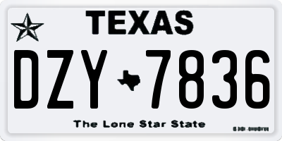 TX license plate DZY7836