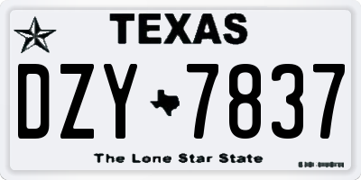 TX license plate DZY7837