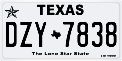 TX license plate DZY7838