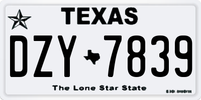 TX license plate DZY7839