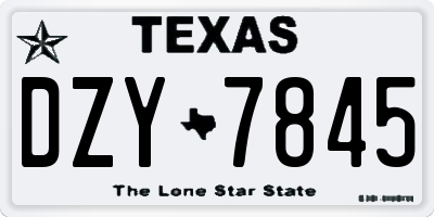 TX license plate DZY7845