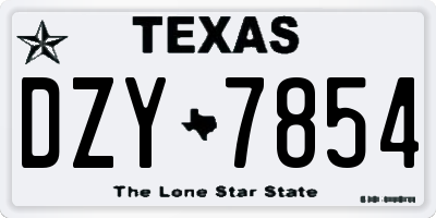 TX license plate DZY7854