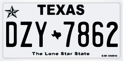 TX license plate DZY7862