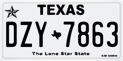 TX license plate DZY7863