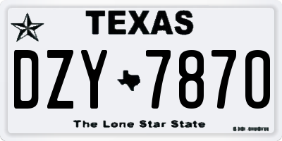 TX license plate DZY7870