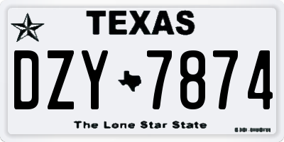 TX license plate DZY7874