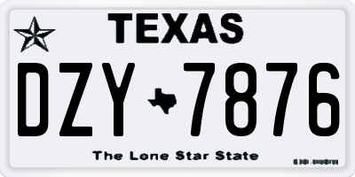 TX license plate DZY7876