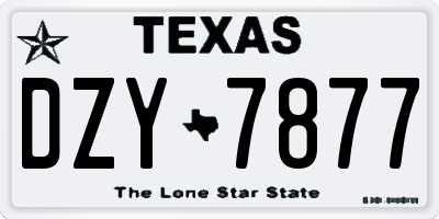 TX license plate DZY7877