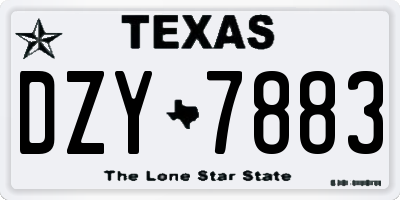 TX license plate DZY7883