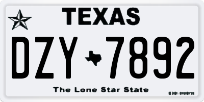 TX license plate DZY7892