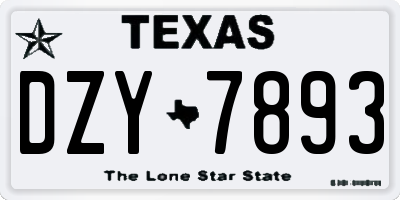 TX license plate DZY7893