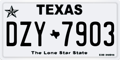 TX license plate DZY7903