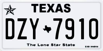 TX license plate DZY7910