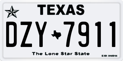 TX license plate DZY7911