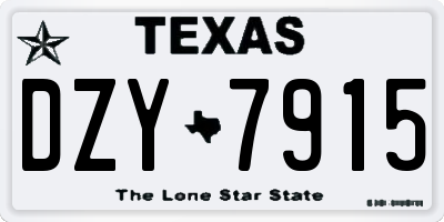 TX license plate DZY7915