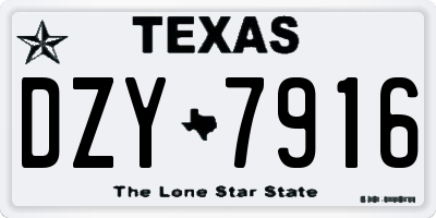 TX license plate DZY7916