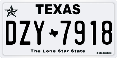 TX license plate DZY7918