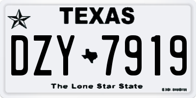 TX license plate DZY7919