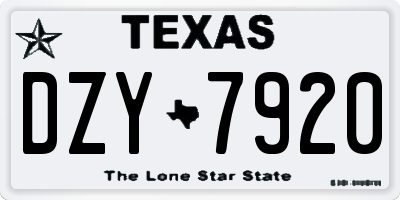 TX license plate DZY7920