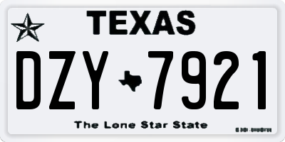 TX license plate DZY7921