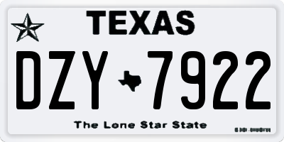 TX license plate DZY7922