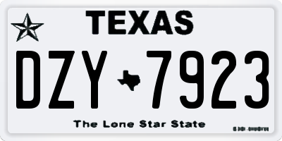 TX license plate DZY7923