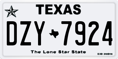 TX license plate DZY7924