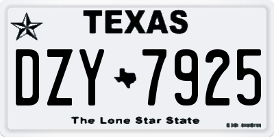 TX license plate DZY7925