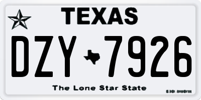 TX license plate DZY7926