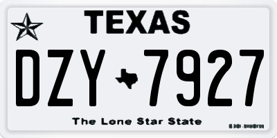 TX license plate DZY7927