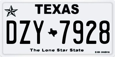 TX license plate DZY7928