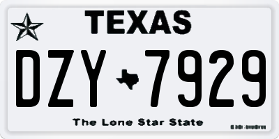 TX license plate DZY7929