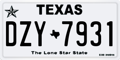 TX license plate DZY7931