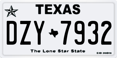 TX license plate DZY7932