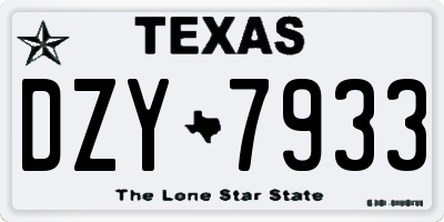 TX license plate DZY7933