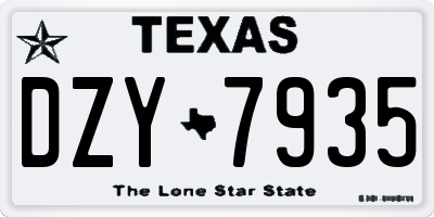 TX license plate DZY7935