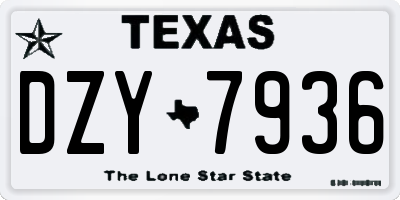 TX license plate DZY7936