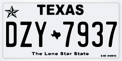 TX license plate DZY7937