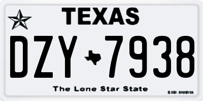 TX license plate DZY7938