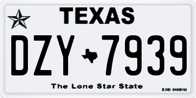 TX license plate DZY7939