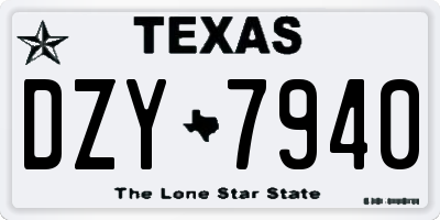 TX license plate DZY7940