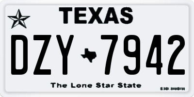 TX license plate DZY7942