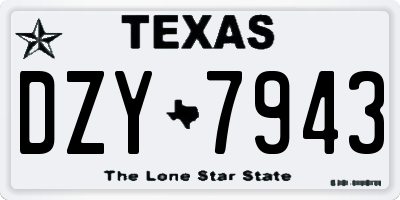 TX license plate DZY7943