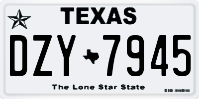 TX license plate DZY7945