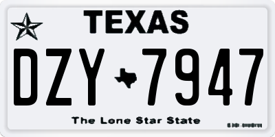 TX license plate DZY7947