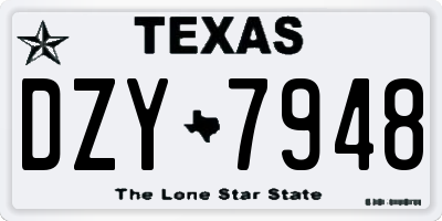 TX license plate DZY7948