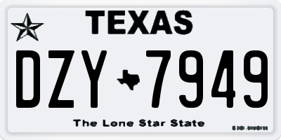 TX license plate DZY7949